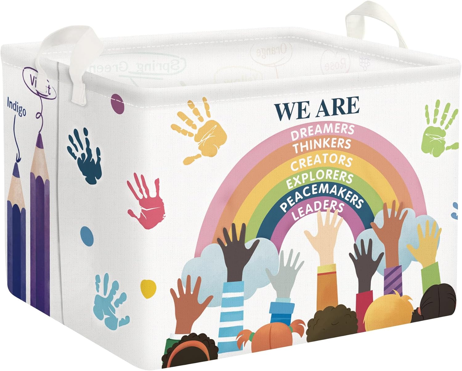 Clastyle Cesta de lavandería con estampado de arco iris para bebé, cesta de almacenamiento para niños y niñas, caja de juguetes, plegable, grande, organizador de ropa, contenedor de guardería para