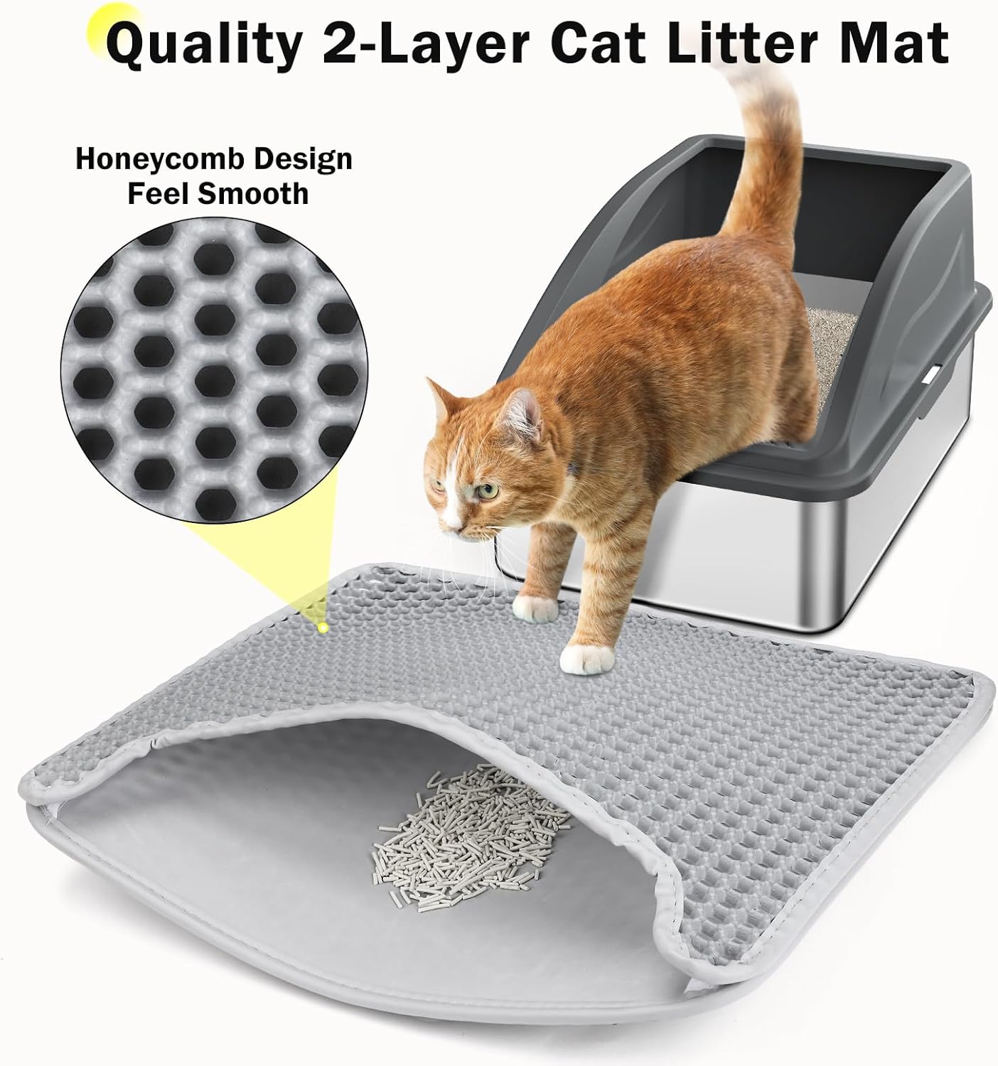 Caja de arena para gatos de acero inoxidable, cajas de arena extra grandes para gatos grandes, caja de arena XL antifugas de orina con lados altos, caja de arena de metal extragrande con tapa, fácil