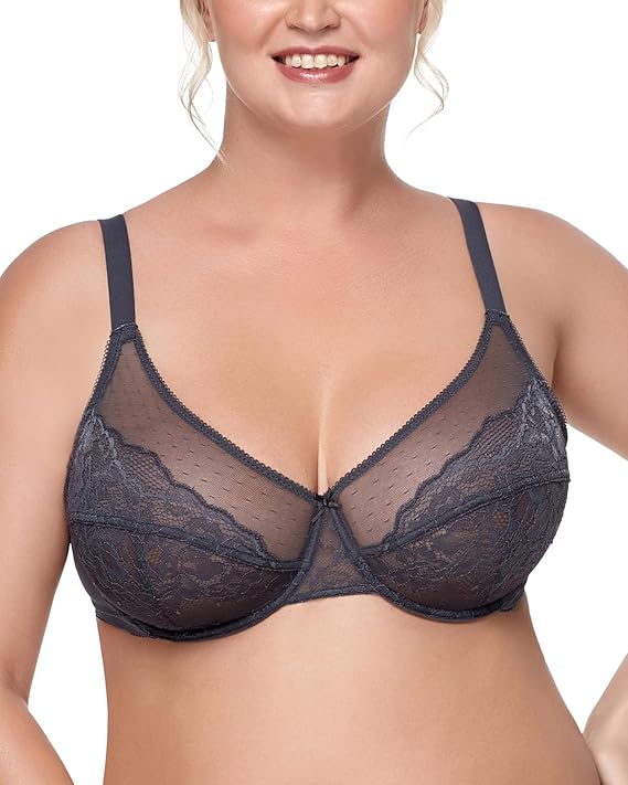 HSIA - Brasieres reductores para mujer, con cobertura completa, diseño con varillas y encaje que levanta el busto, talla extragrande, para busto grande