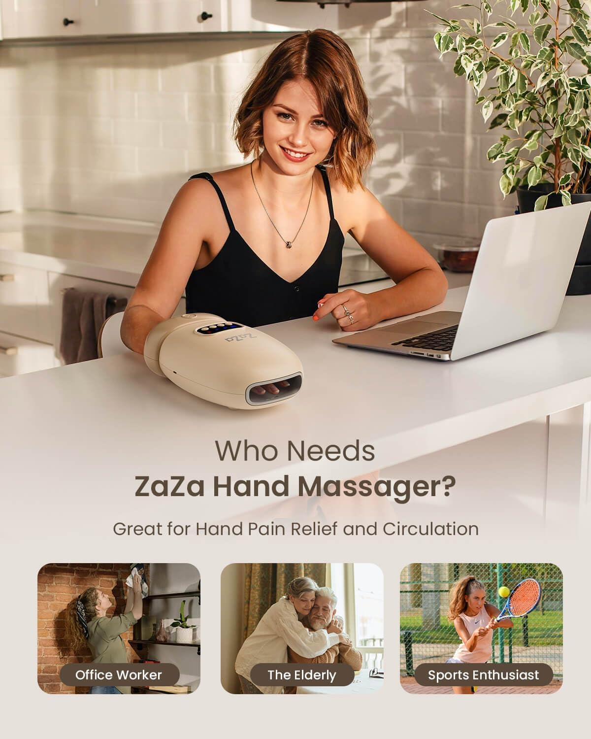  Save 45% zaza Hand Massager ｗith Heat and Compression for Carpal Tunnel Finger
