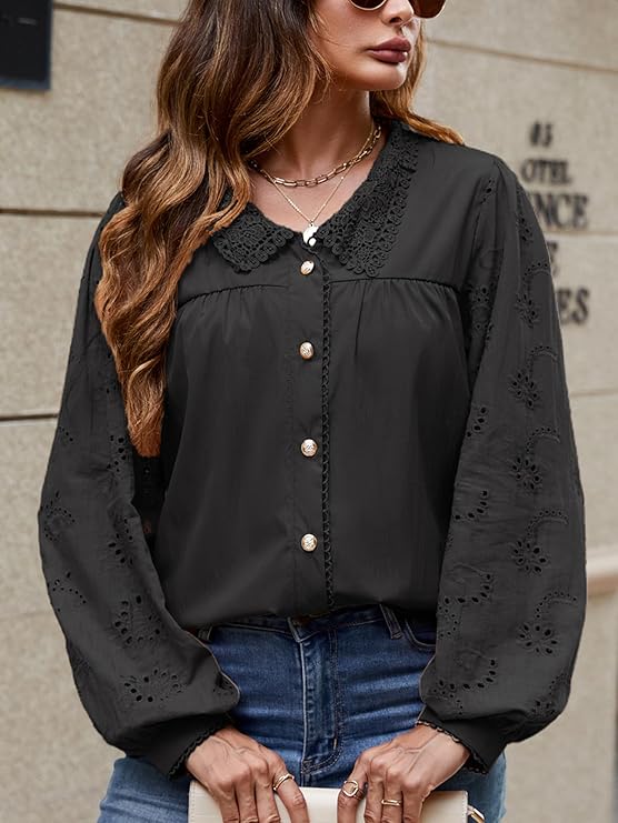 50% off Casual Fall Lace Long Sleeve Tops