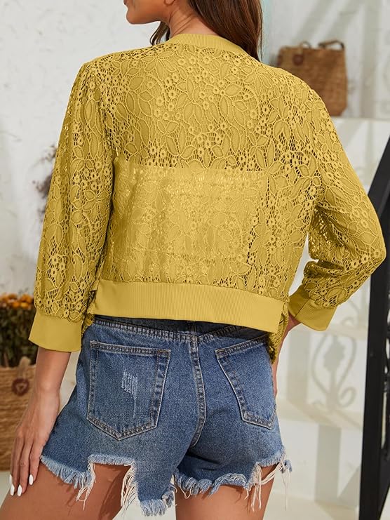 60% off Women’s Sheer Floral Lace Shrug Cardigan