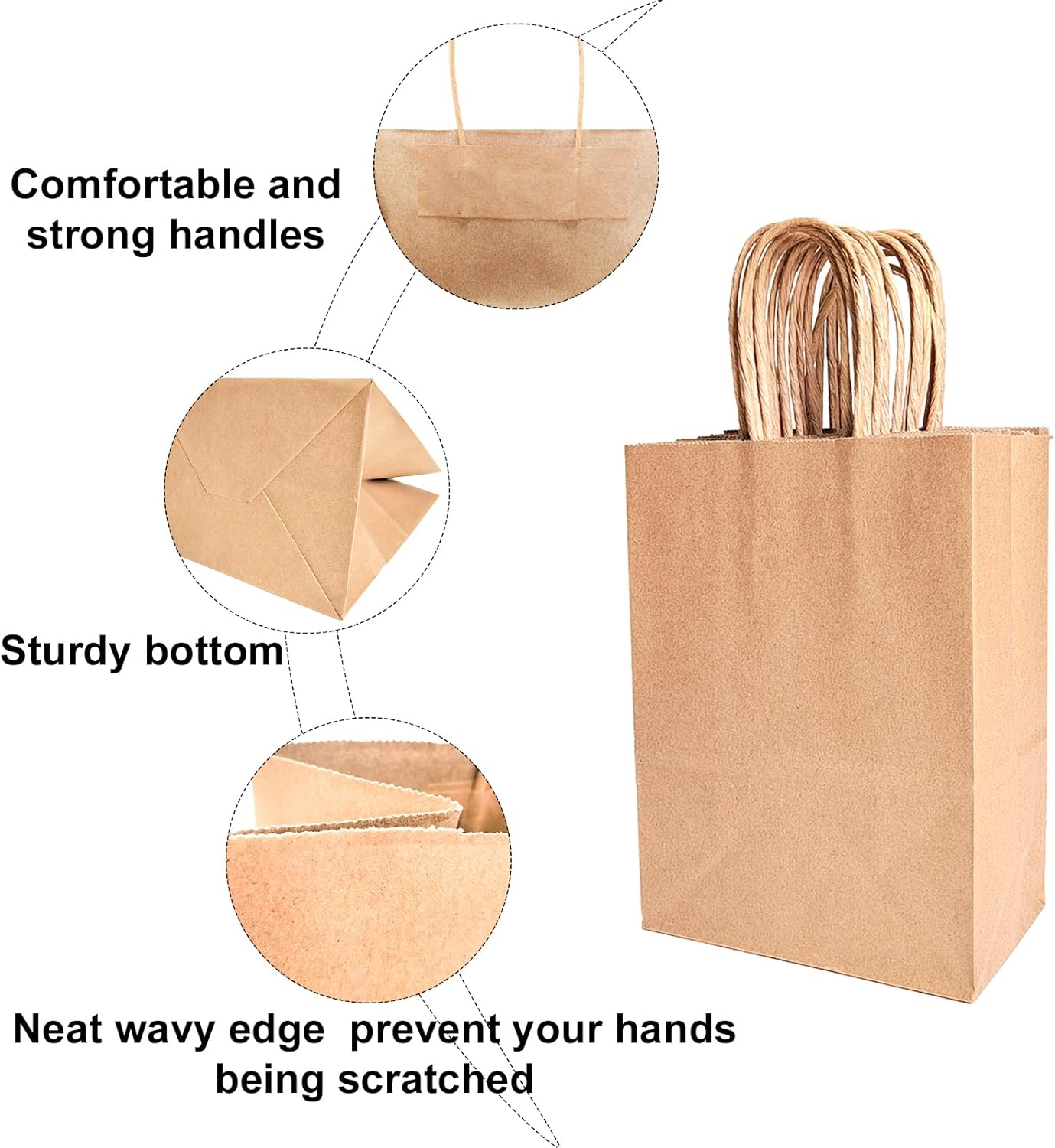 50% off 100 Pcs Small 5.9x3.1x8.25 Inch Brown Kraft Paper