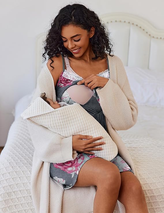 Lace Maternity Nursing Gown