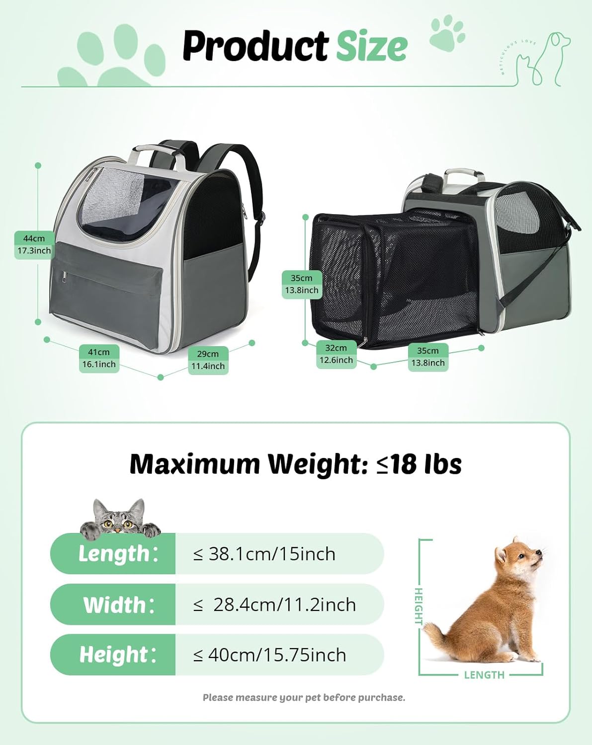 Expandable Pet Carrier Backpack