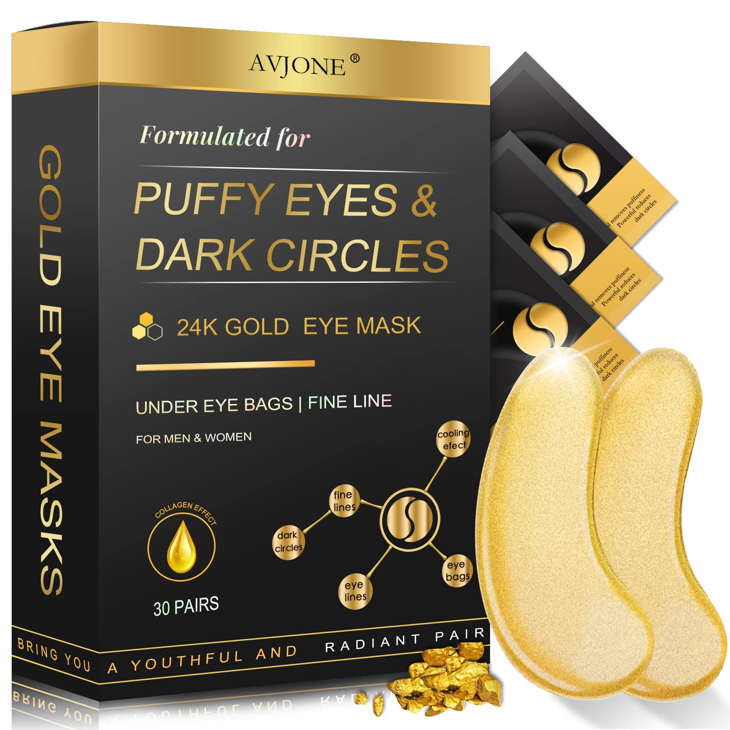 24K Gold Eye Mask – 30 Pairs
